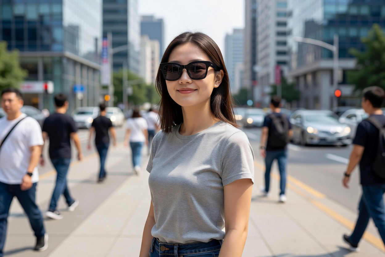 둥근 얼굴에는 둥근선글라스보다 각진 프레임이 더 잘 어울려요