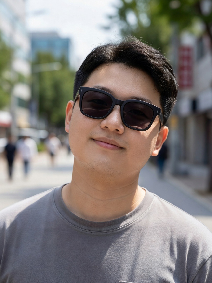 둥근 얼굴에 어울리는 각진 프레임 남성선글라스추천