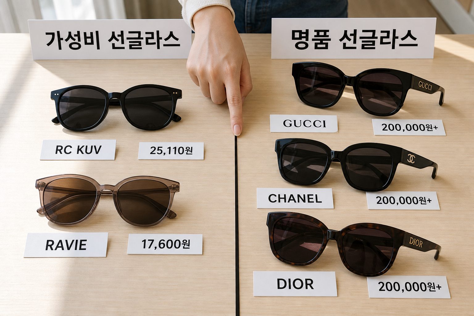 여성선글라스추천에서 5만원 이하와 20만원 이상 모델 실사용 비교