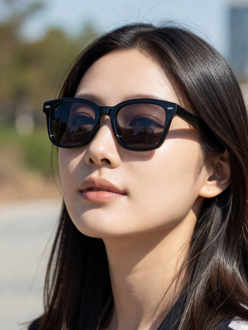 연예인선글라스 인기 스타일인 클래식 스퀘어 프레임을 착용한 모습
