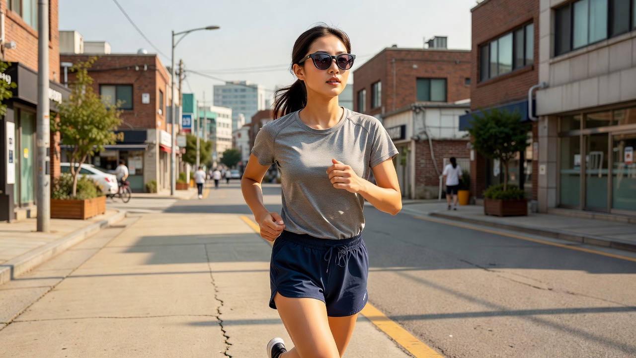 5만원대 캣아이선글라스 착용한 러닝 모습
